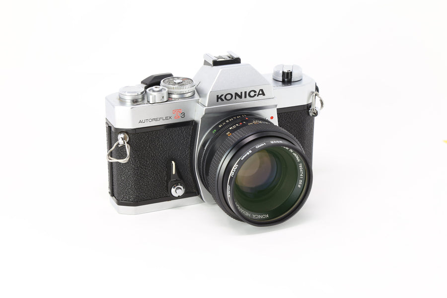 Konica AutoReflex T3 Silver 35mm Film Camera With 50mm 1.7 lens