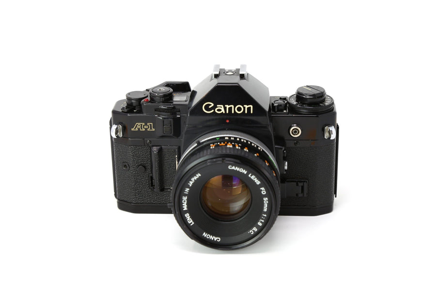 Canon A-1 Black 35mm Film Camera With 50mm Lens